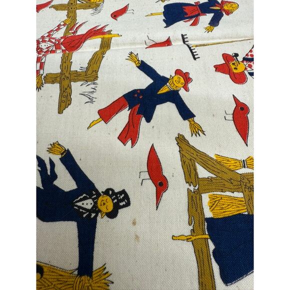 Fall Fabric VTG Scarecrow Birds Rake Farm Fencepost Thanksgiving PLZ READ!!! - Picture 2 of 11